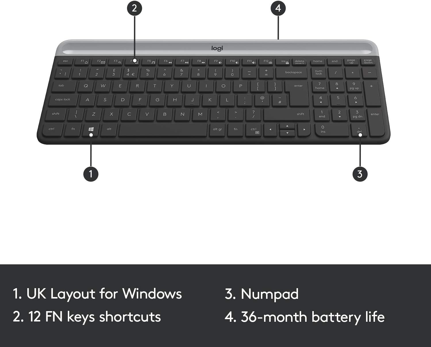LOGITECH MK470 Wireless Keyboard and Mouse Set - Graphite