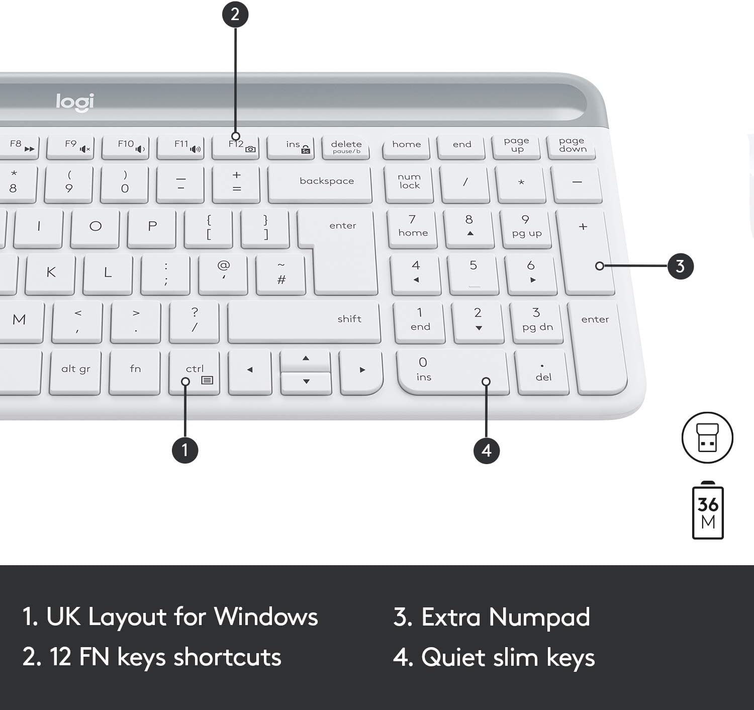 Slim Keyboard+Mouse Combo MK470 OFFWHITE