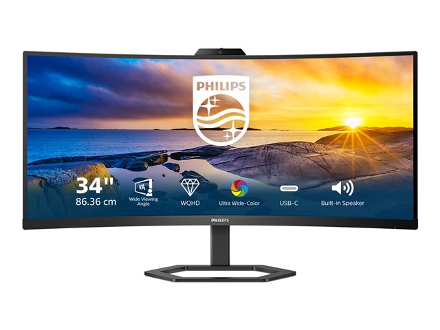 Philips 34E1C5600HE 34" Curved WQHD 100Hz USB-C Monitor with Hello Webcam