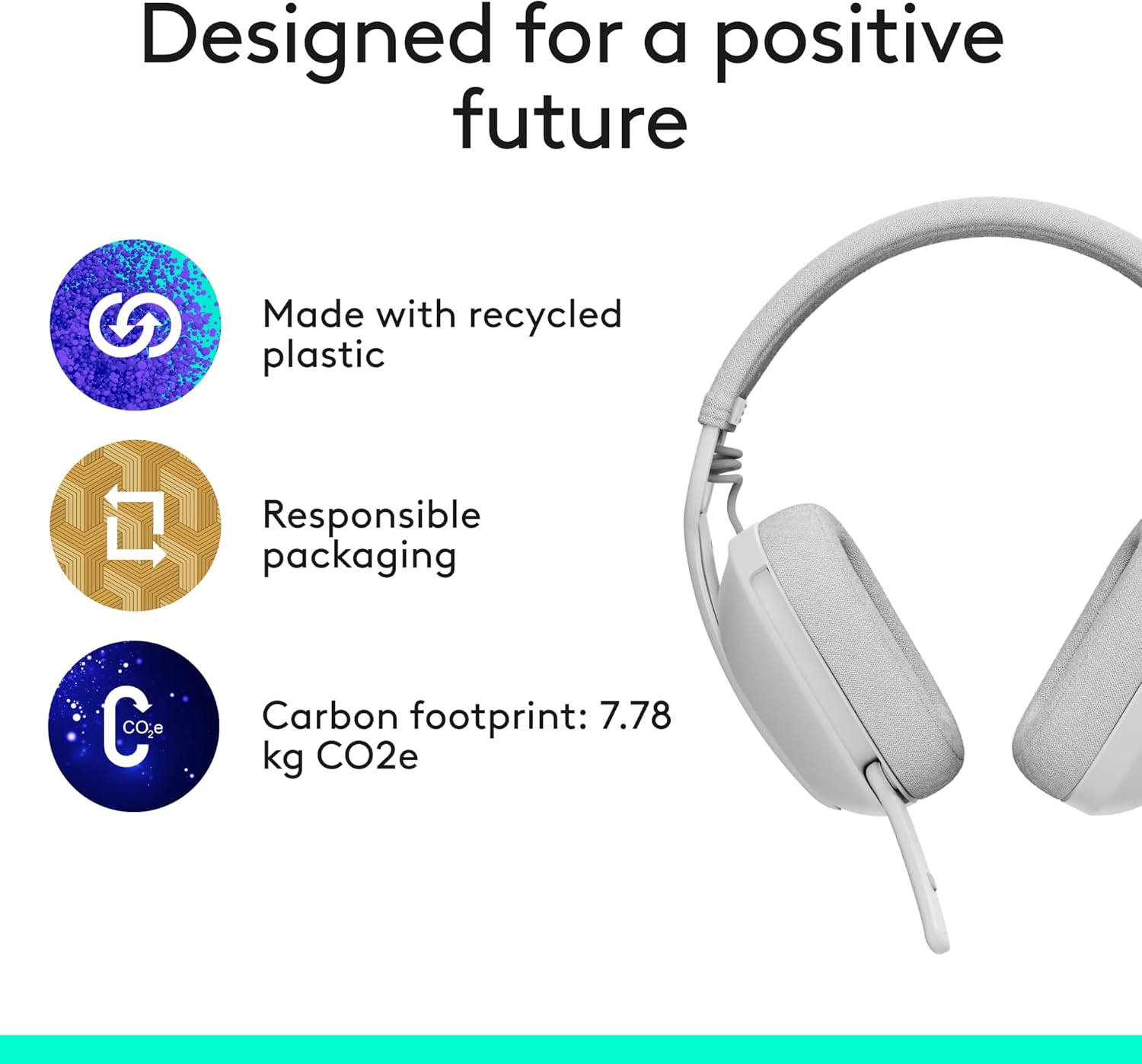 Logitech Zone Vibe 100, Wireless, Calls/Music, 185 g, Headset, White